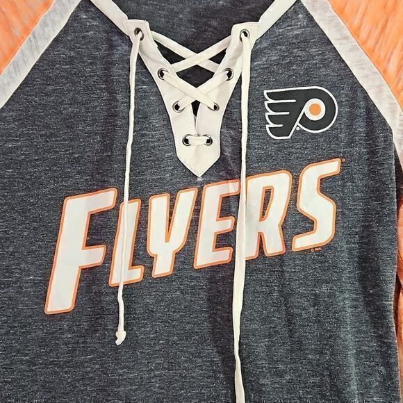 Philadelphia Flyers Lace Up Collar Long Sleeve Shirt Size M‎ - Picture 5 of 14